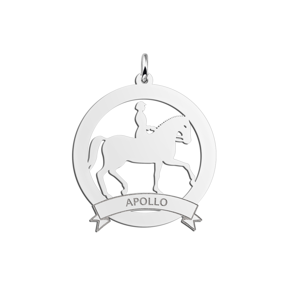 Animales de plata colgante de nombre jinete en borde 30mm Animales de plata colgante de nombre jinete en borde 30mm