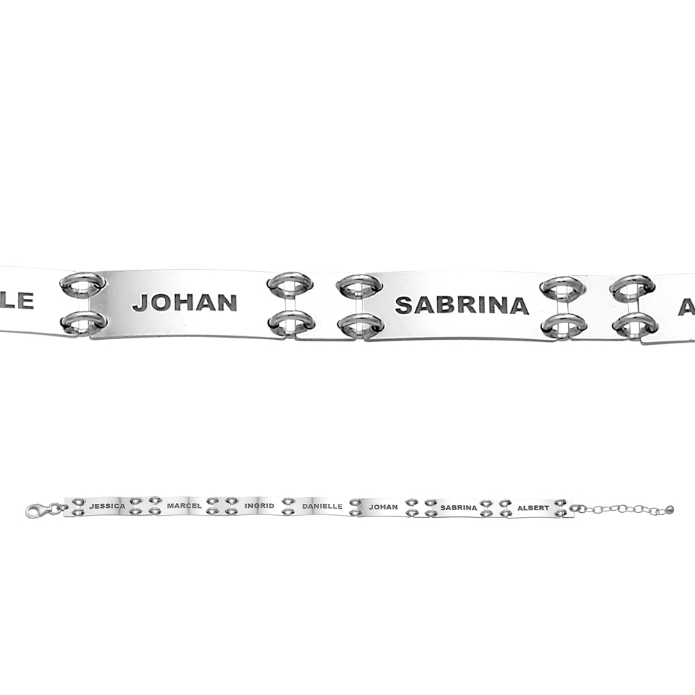 Pulsera de plata 925 con 7 nombres