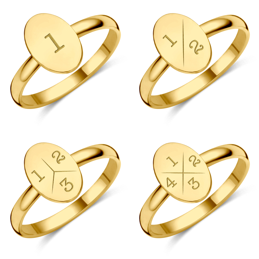 Anillo de sello de oro con óvalo e iniciales