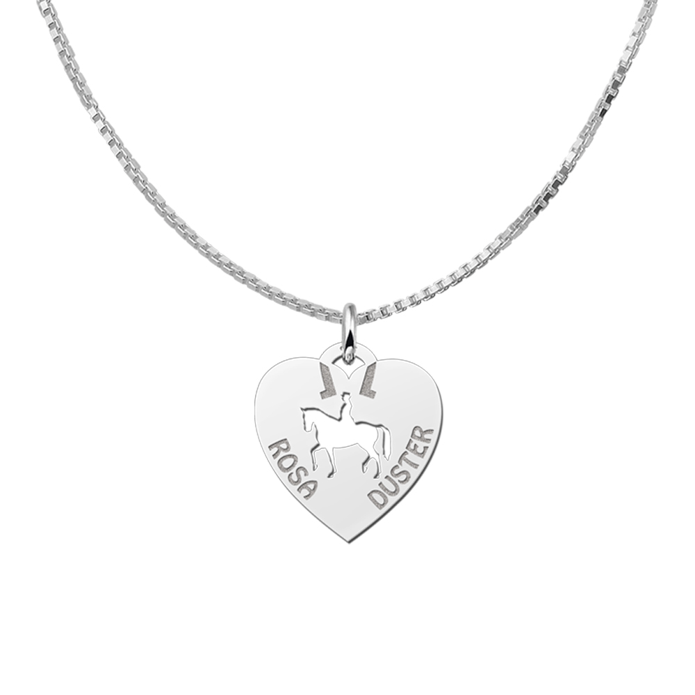 Animales de plata colgante de nombre corazón jinete