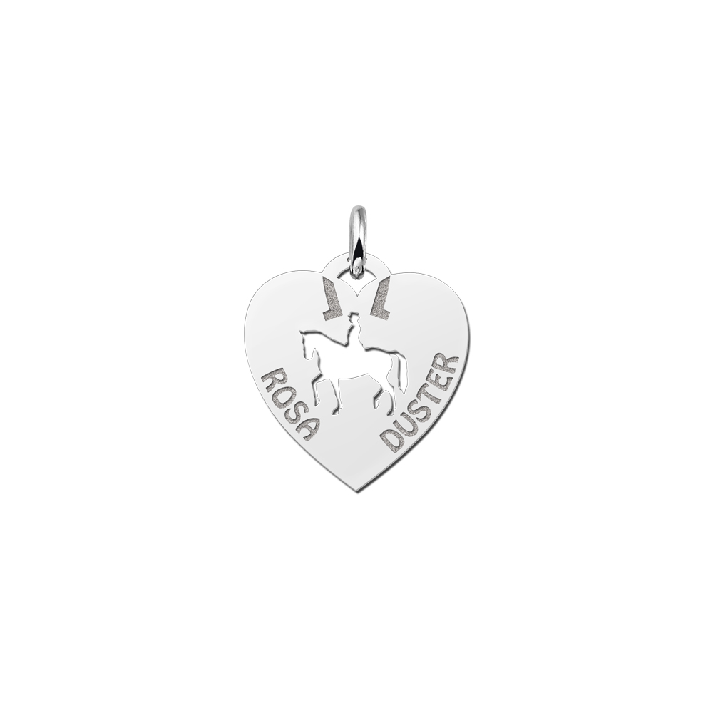 Animales de plata colgante de nombre corazón jinete Animales de plata colgante de nombre corazón jinete