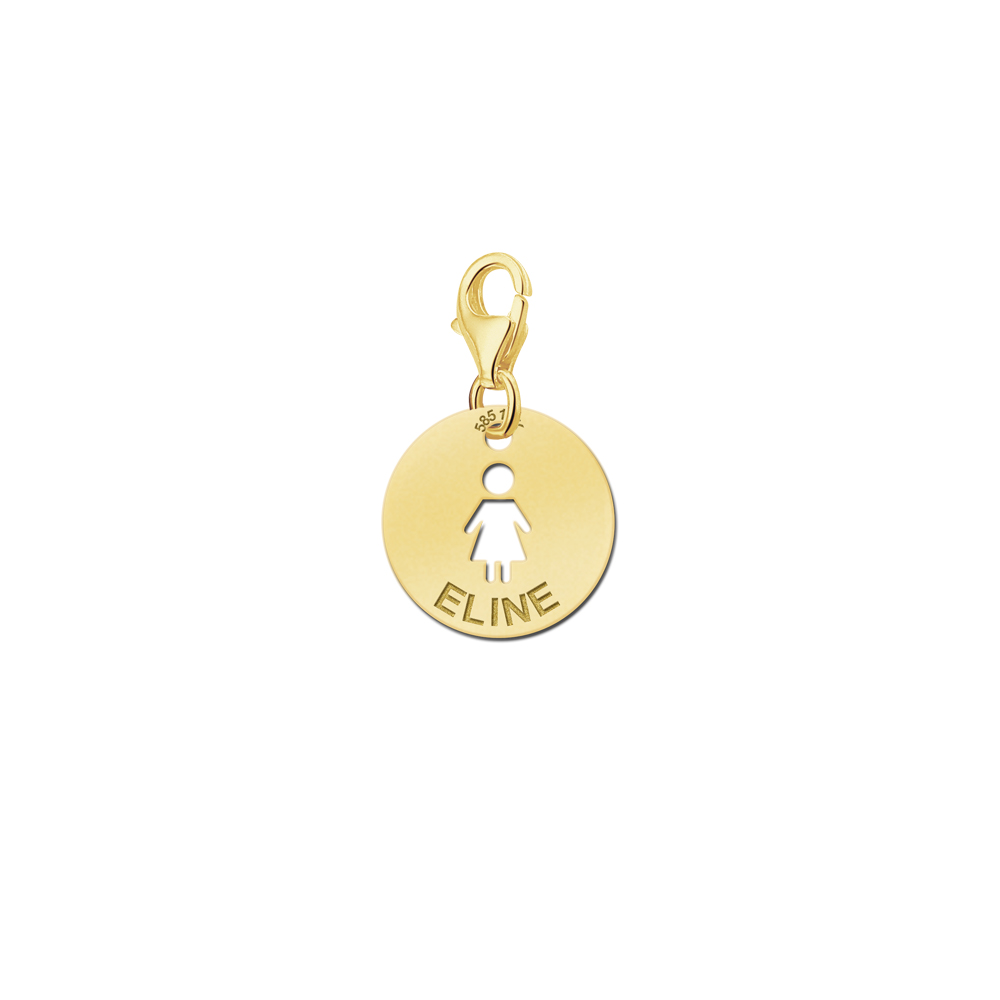 Dije de oro personalizado con figura de niña Dije de oro personalizado con figura de niña
