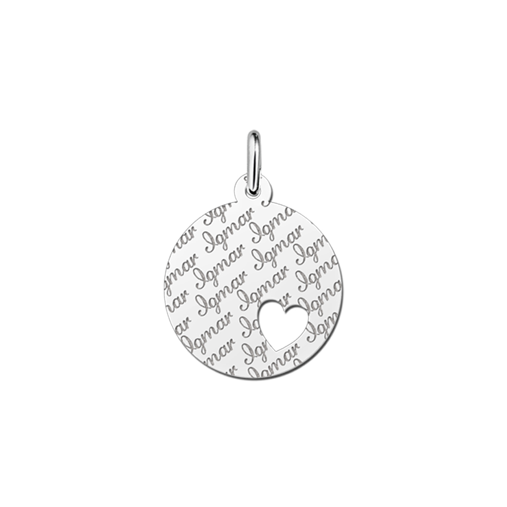 Colgante de plata con nombre repetido y corazón