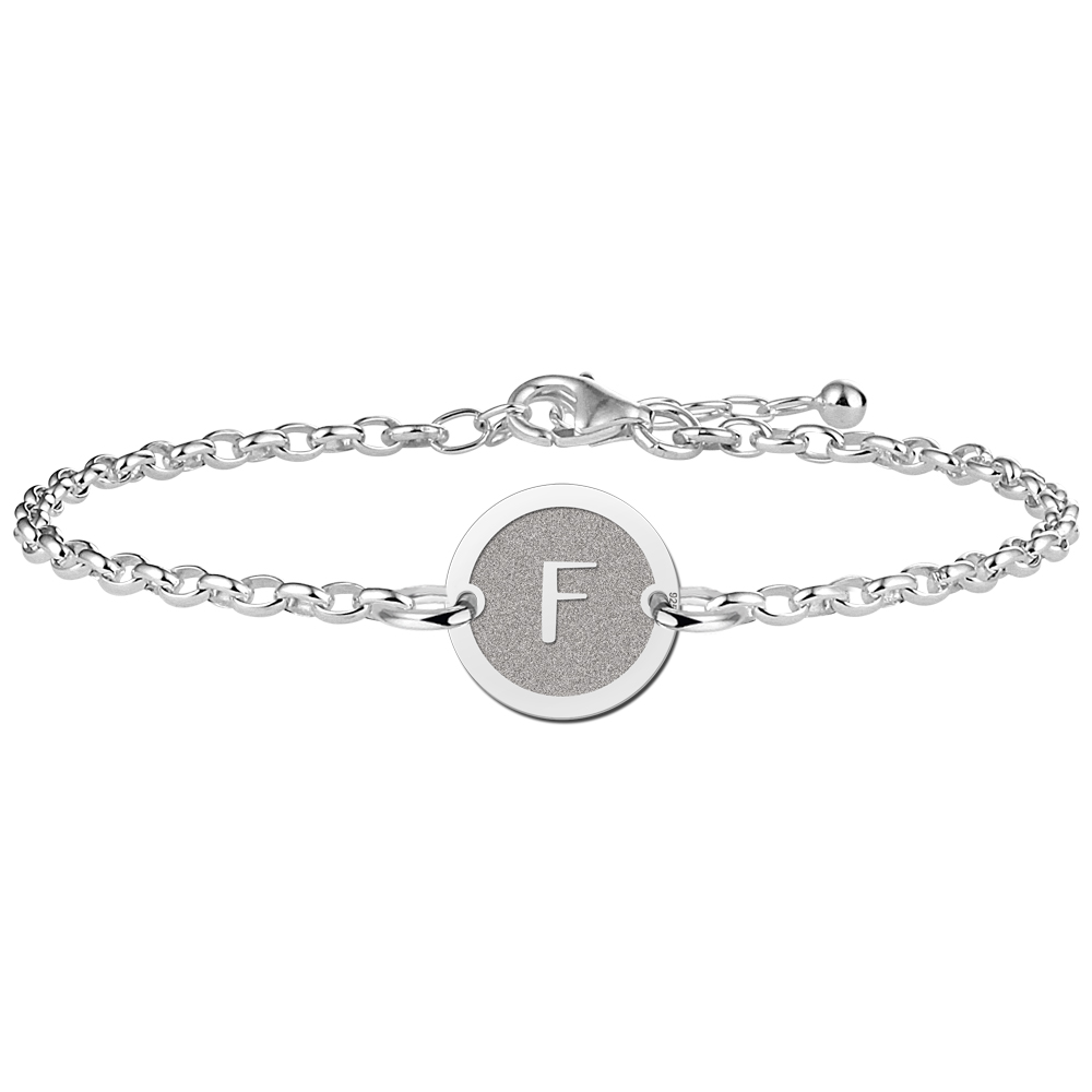 Pulsera de Plata con Inicial - Redonda Mate