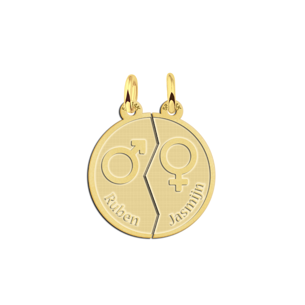 Colgante de la amistad de oro para hombre y mujer