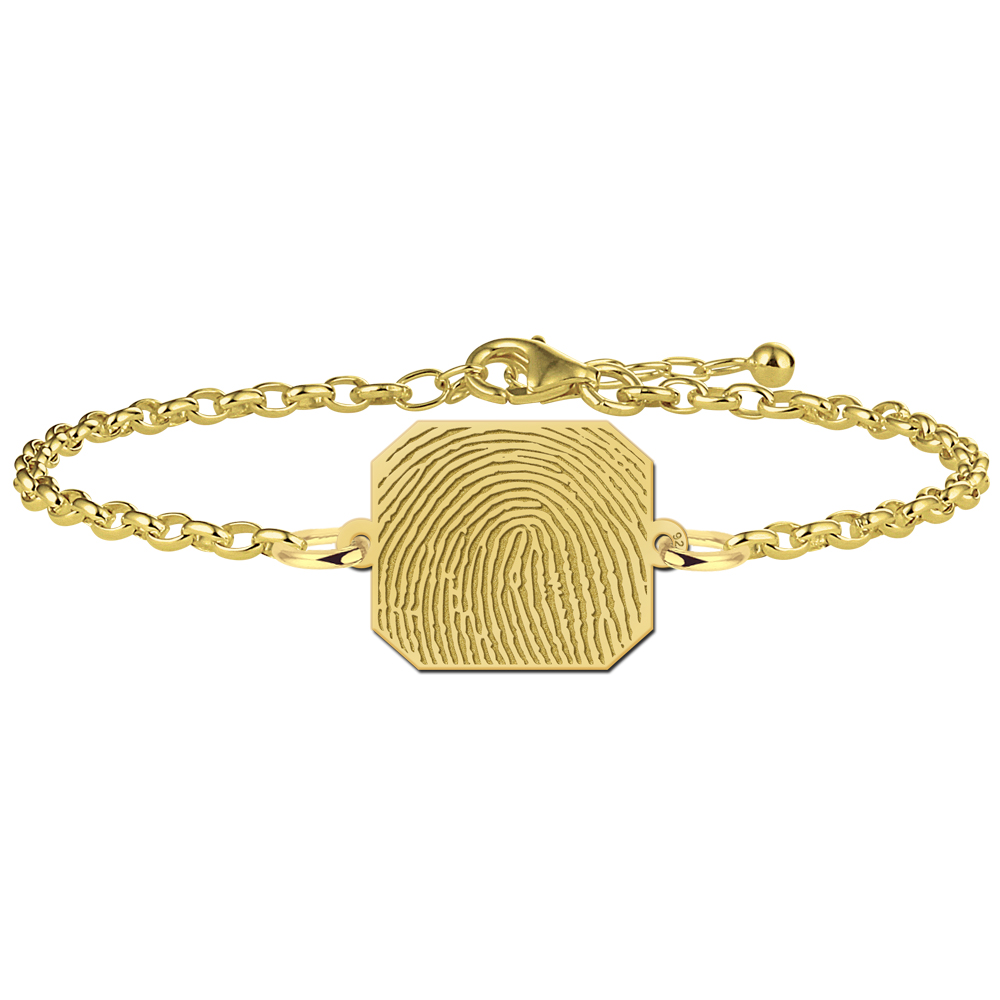 Pulsera Octogonal Chapada en Oro con Huella Dactilar