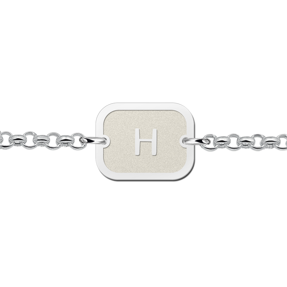 Pulsera de Plata con Inicial Rectangular Mate