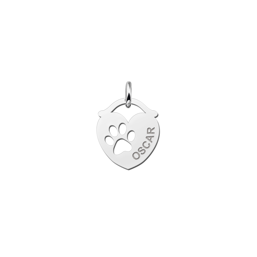 Animales de plata colgante de nombre corazón pata Animales de plata colgante de nombre corazón pata