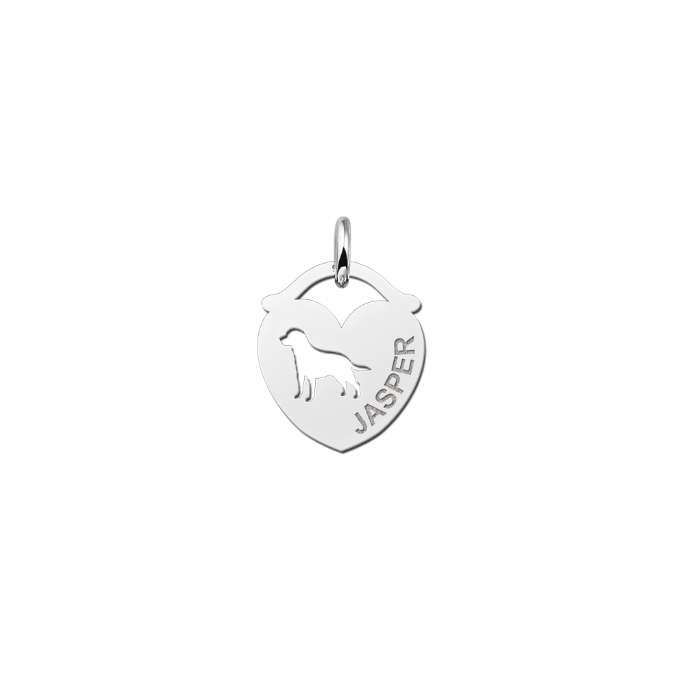 Animales de plata colgante de nombre corazón perro Animales de plata colgante de nombre corazón perro