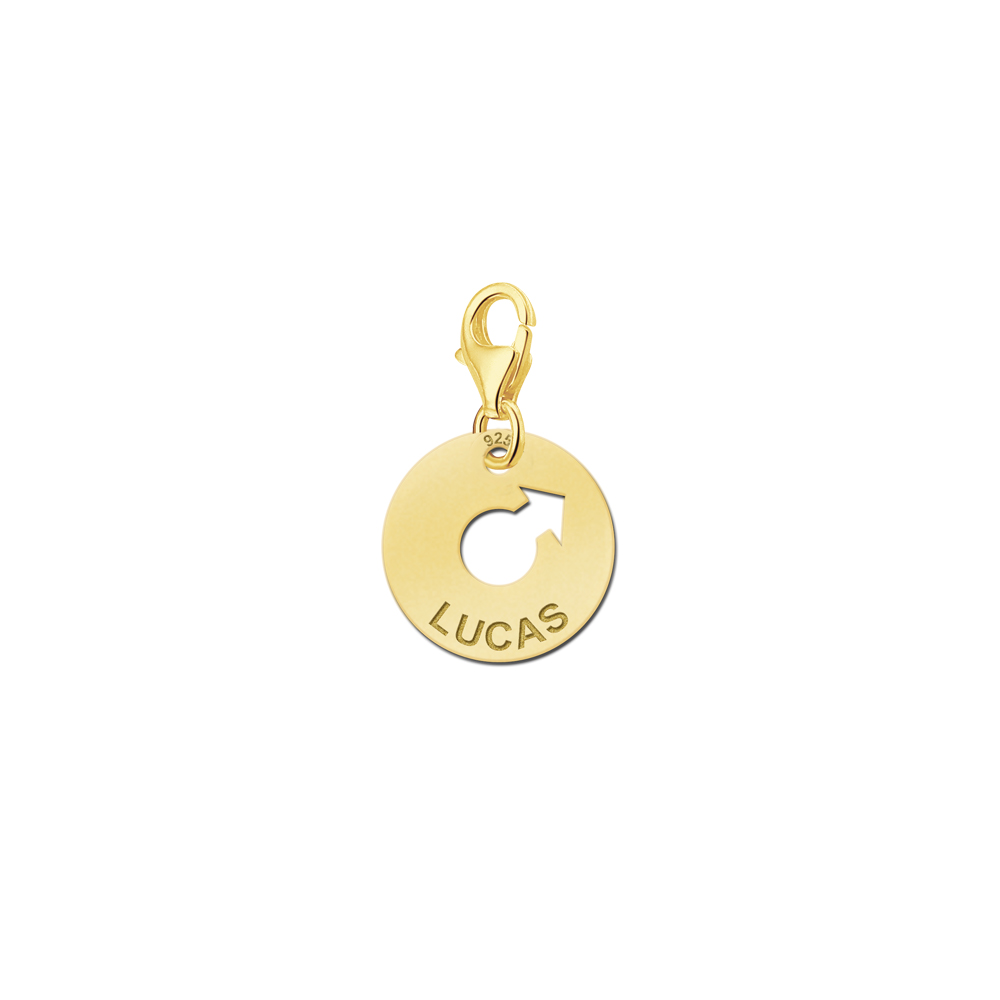 Charm de niño chapado en oro con nombre y símbolo masculino