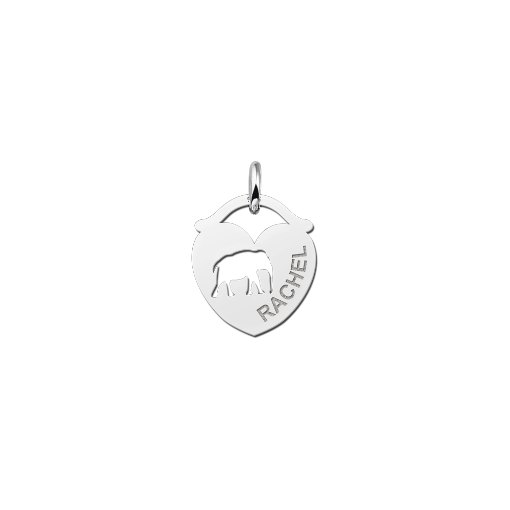 Animales de plata colgante de nombre corazón elefante Animales de plata colgante de nombre corazón elefante