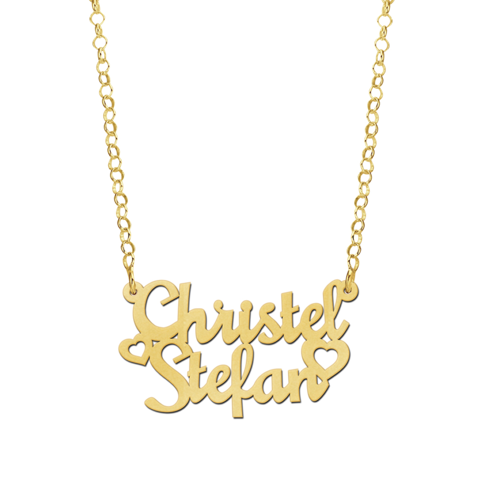Collar con nombre en chapado en oro modelo Christel-Stefan