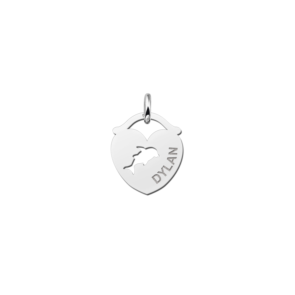 Animales de plata colgante de nombre corazón delfín Animales de plata colgante de nombre corazón delfín