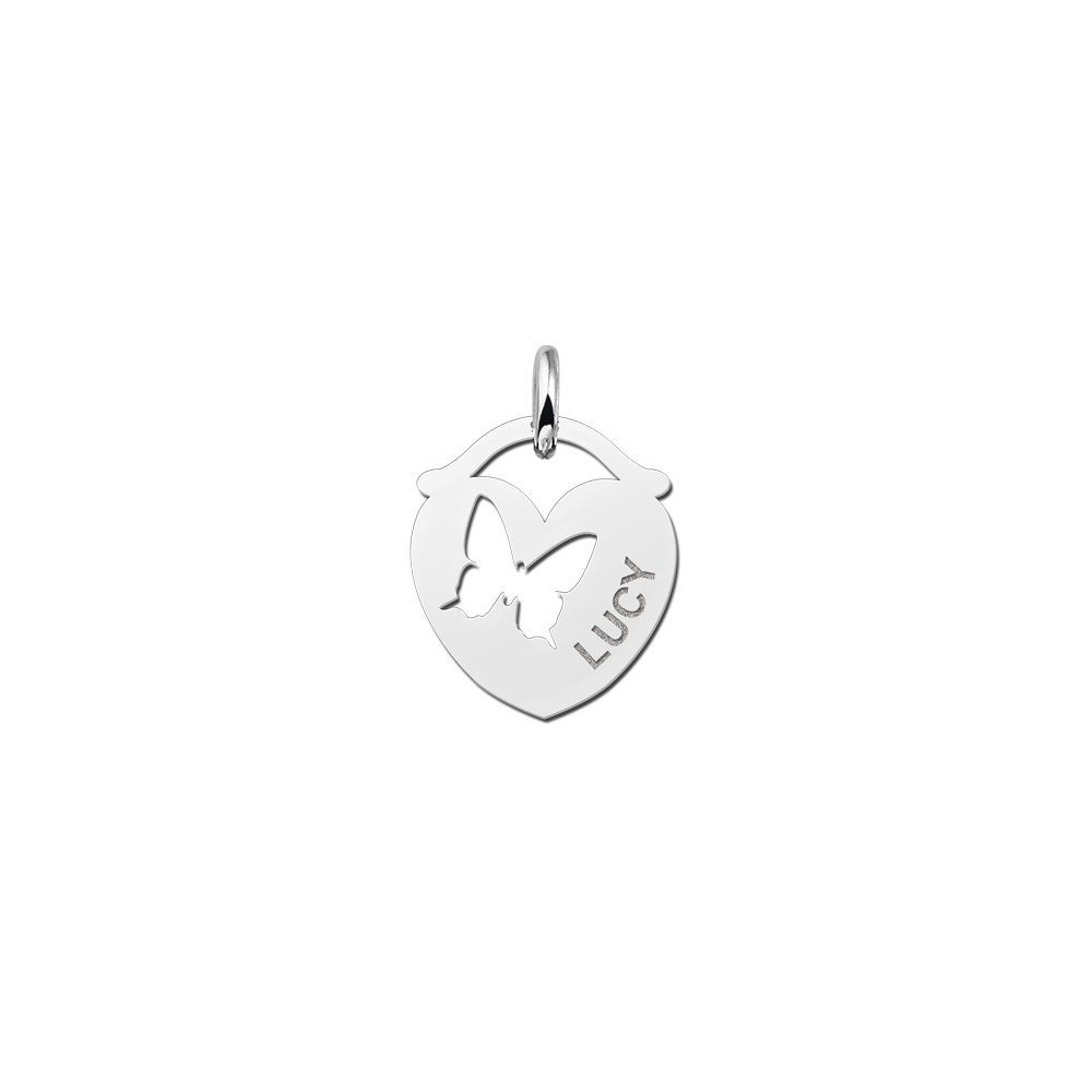 Animales de plata colgante de nombre corazón mariposa Animales de plata colgante de nombre corazón mariposa