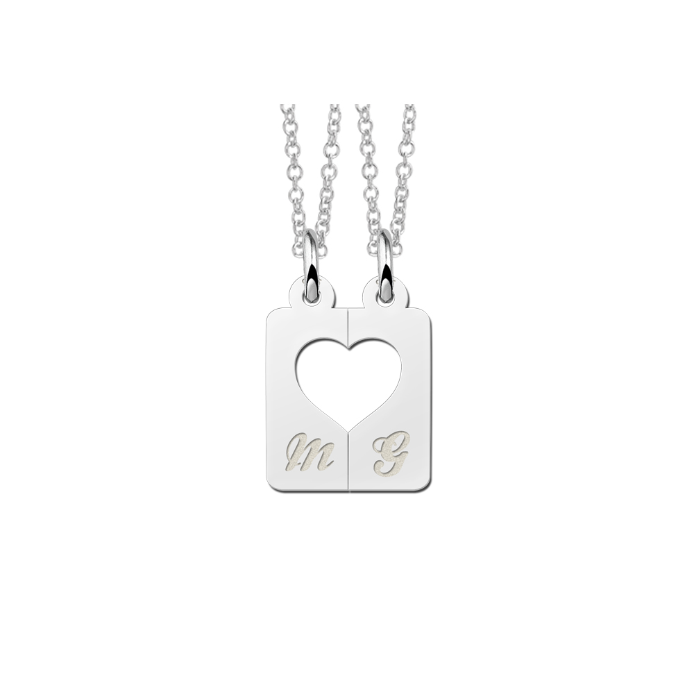 Colgante compartido en plata, modelo corazón, 38-42cm Colgante compartido en plata, modelo corazón, 38-42cm