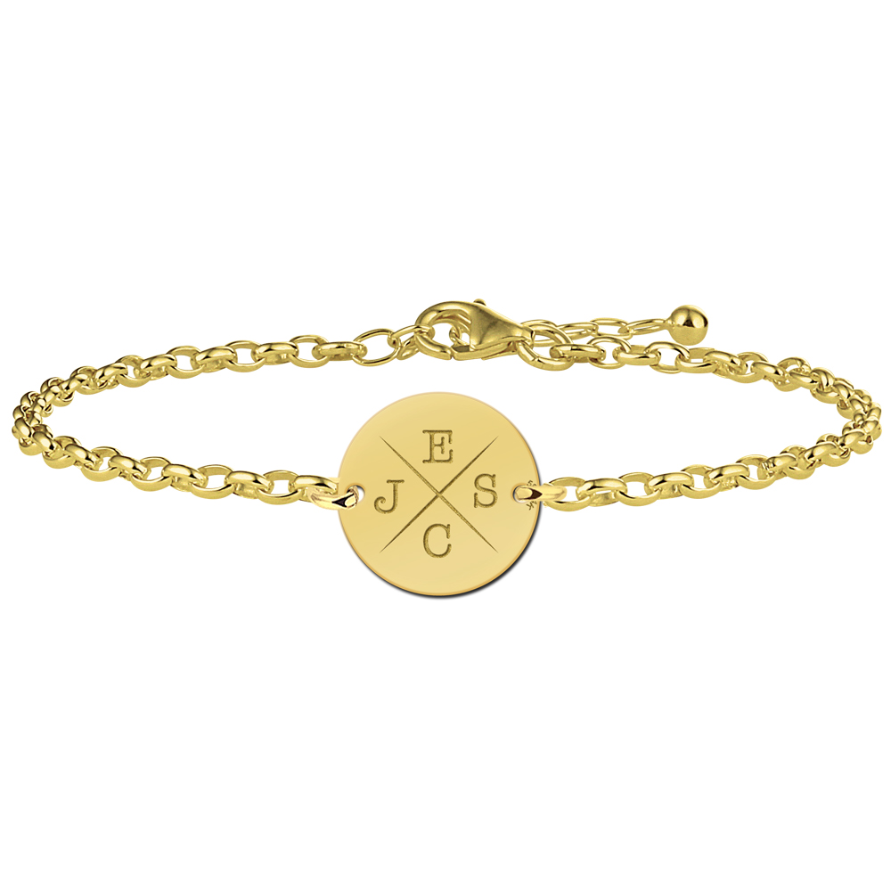Pulsera de oro con iniciales redonda