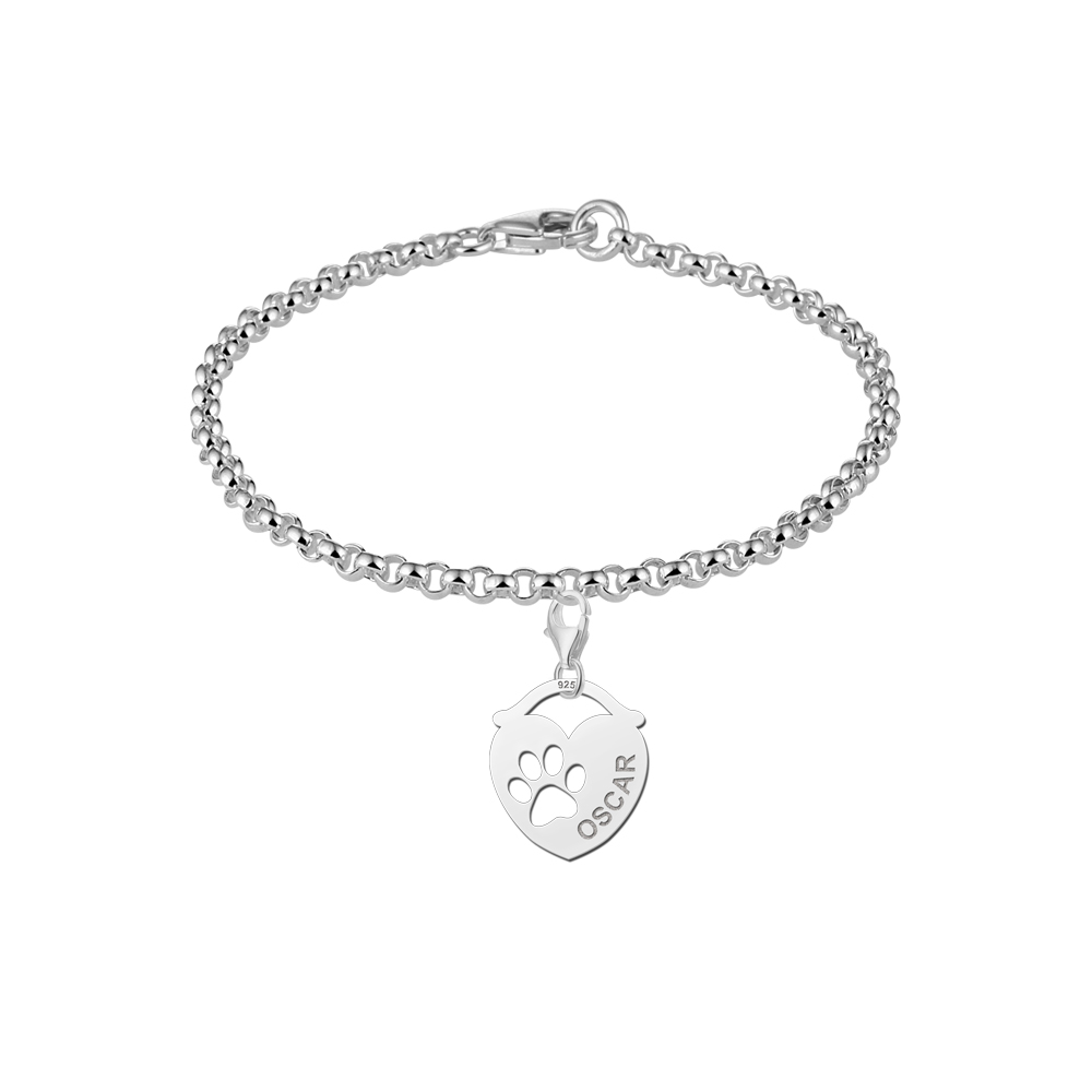 Colgante de plata para mascota en forma de corazón con huella Colgante de plata para mascota en forma de corazón con huella