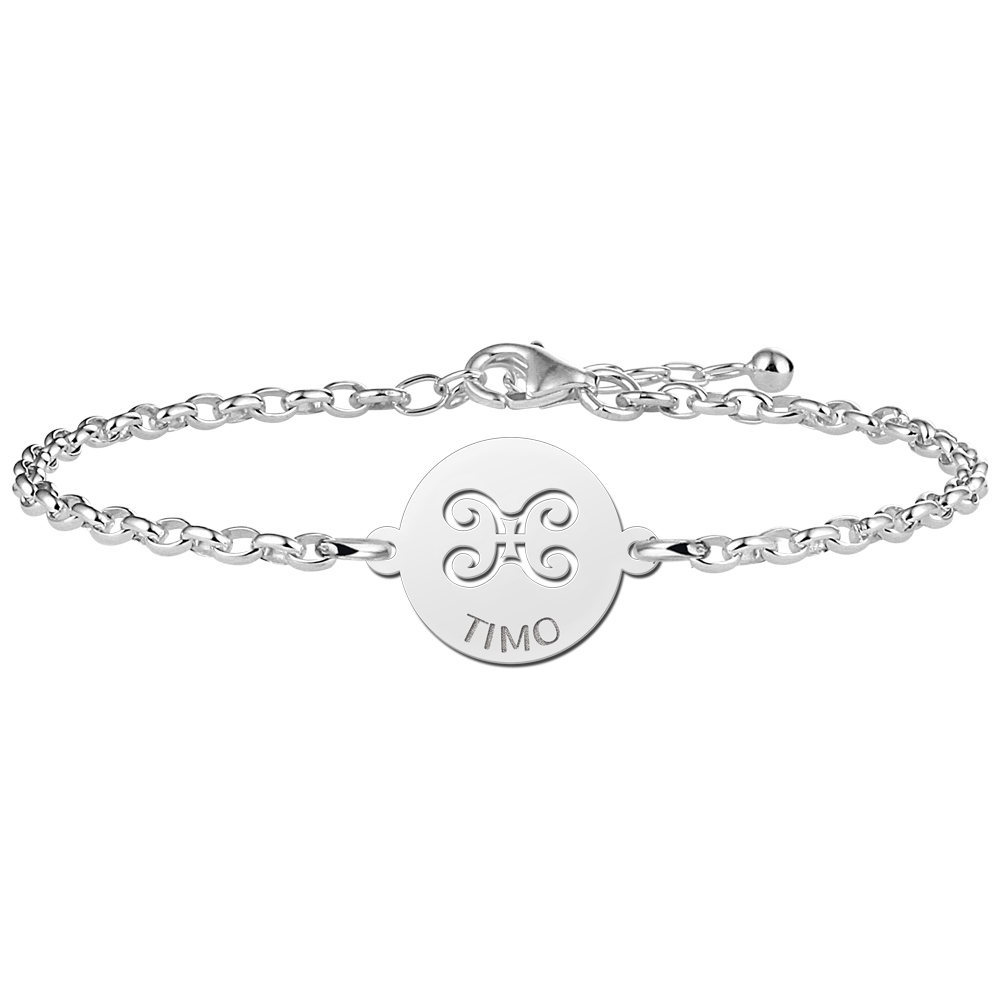 Pulsera de Plata Signo del Zodiaco Géminis con Nombre