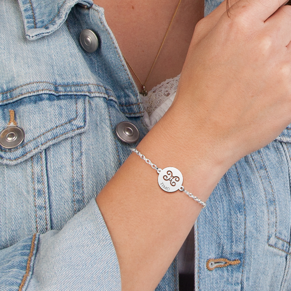 Pulsera de Plata Signo del Zodiaco Géminis con Nombre