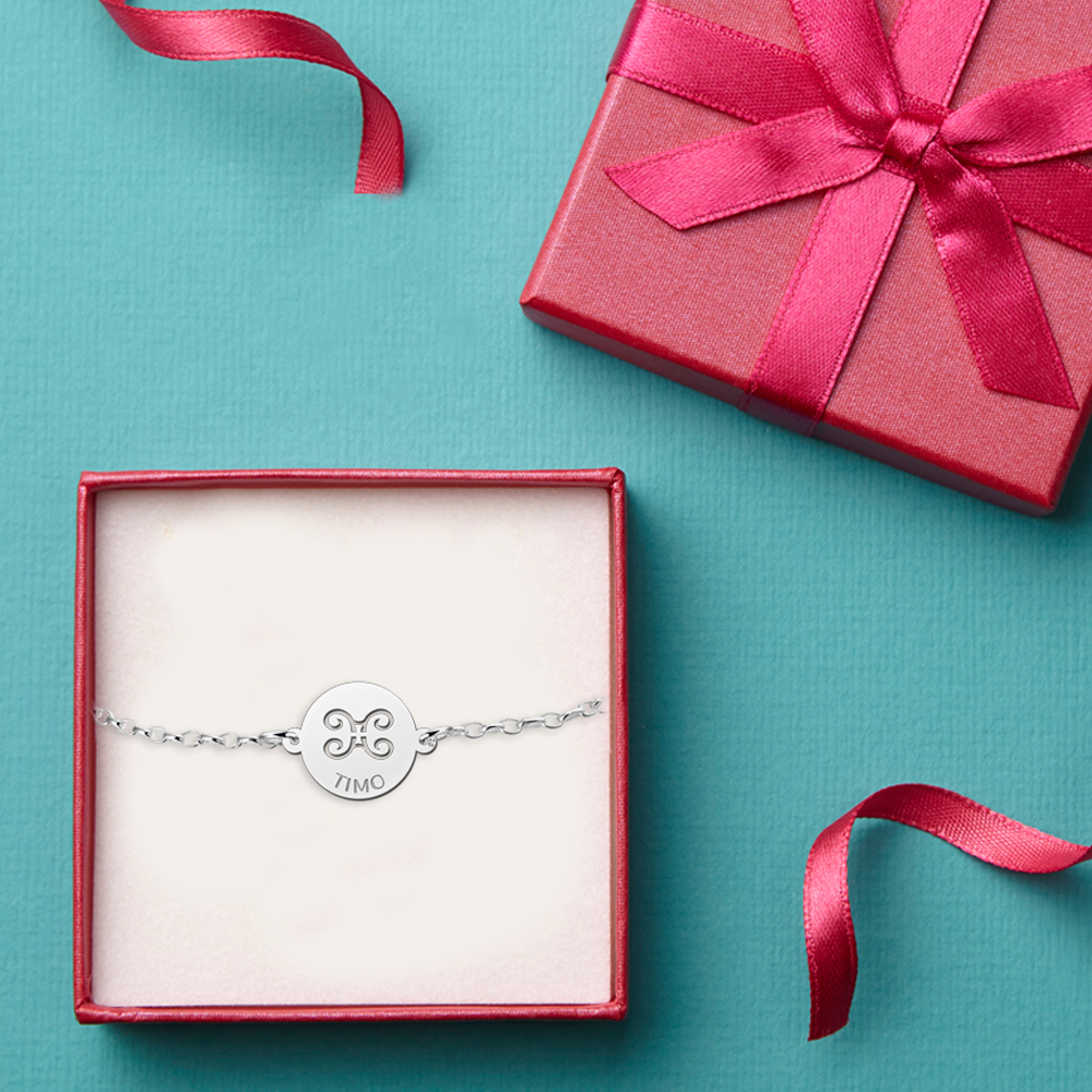 Pulsera de Plata Signo del Zodiaco Géminis con Nombre