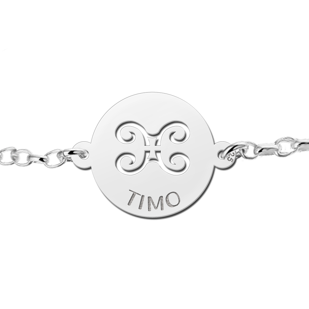 Pulsera de Plata Signo del Zodiaco Géminis con Nombre