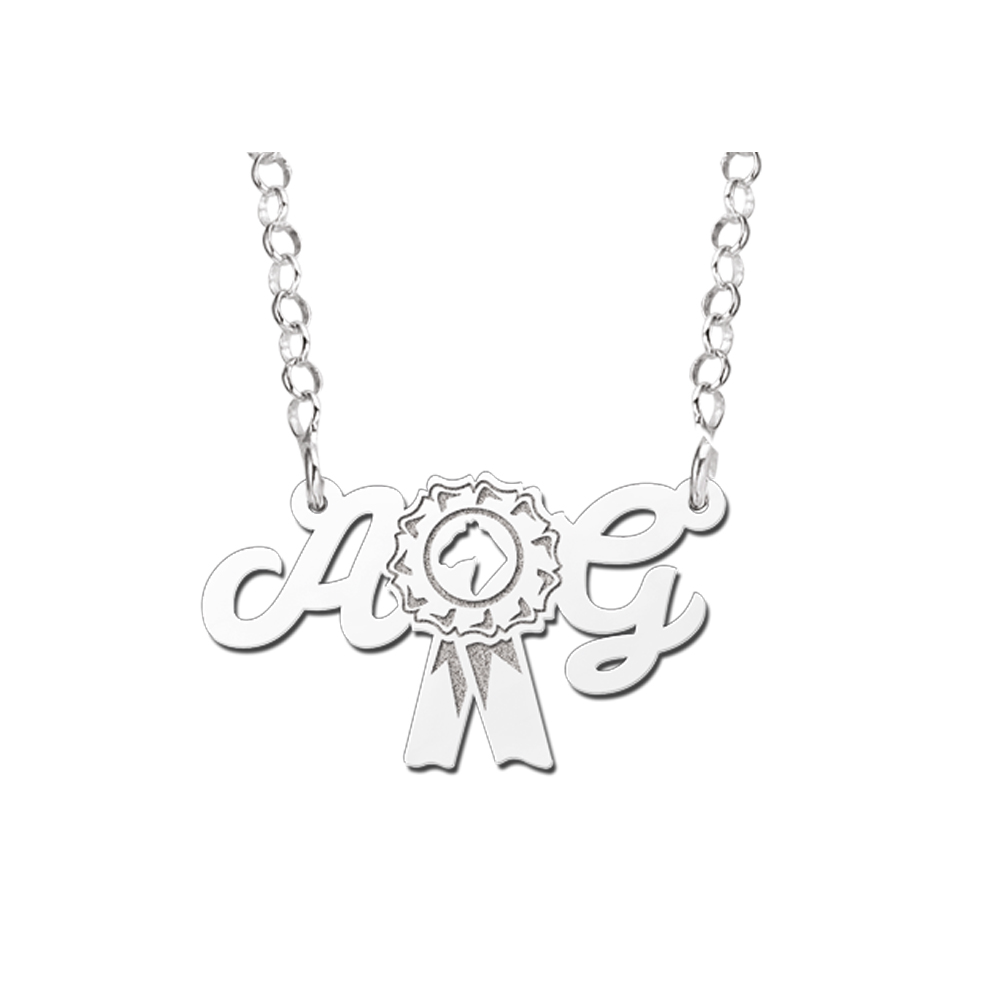 Collar de nombre plata de roseta Collar de nombre plata de roseta