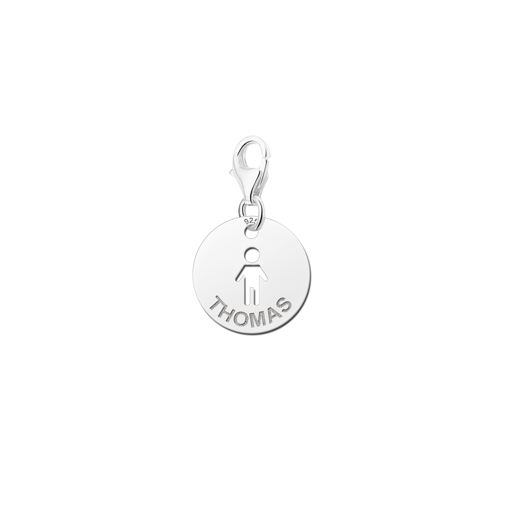 Dije de plata personalizado para bebé, motivo figura de niño Dije de plata personalizado para bebé, motivo figura de niño