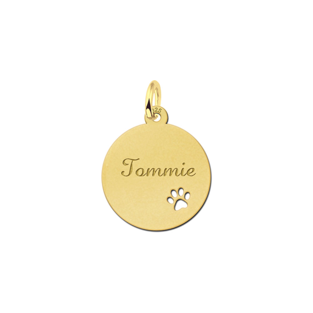 Colgante de plata con nombre y huella de mascota