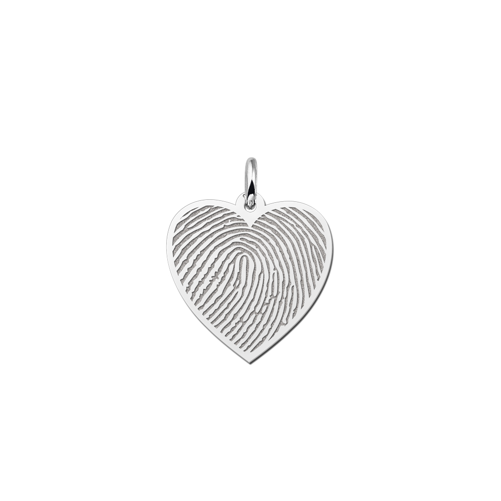 Colgante de corazón de plata completamente con huella dactilar Colgante de corazón de plata completamente con huella dactilar