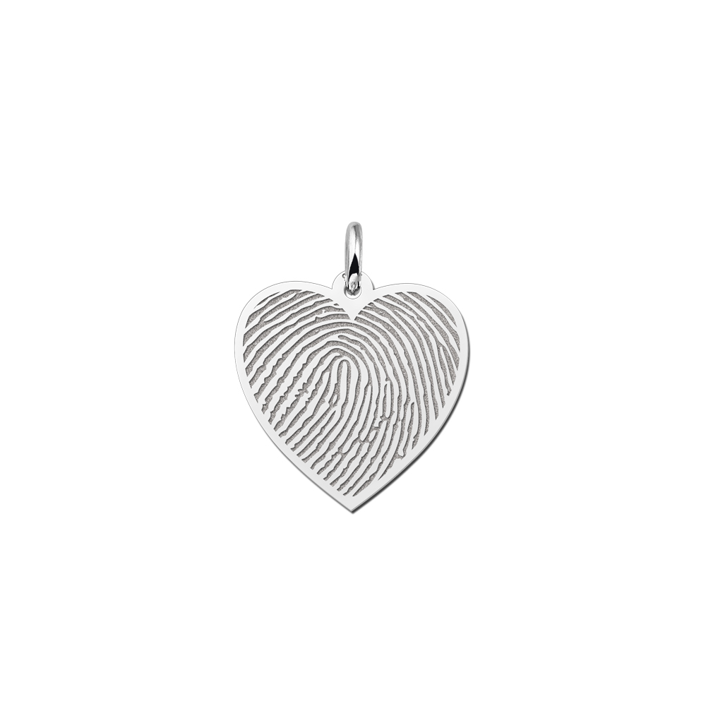 Joya de plata con huella dactilar en forma de corazón