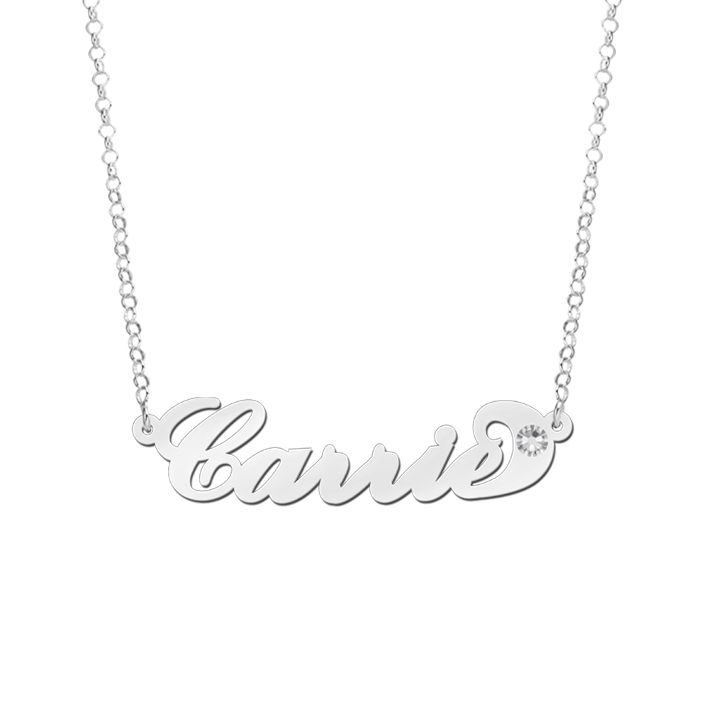 Collar personalizado de plata y zircón estilo Carrie