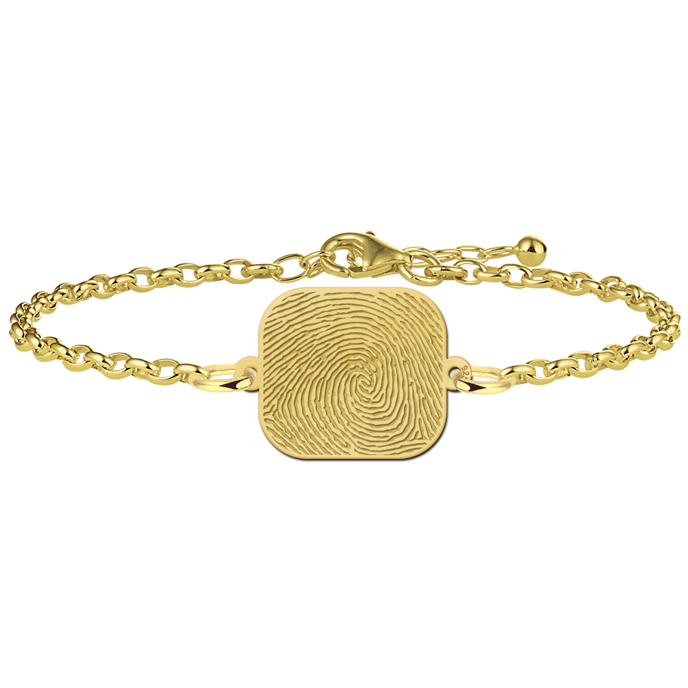 Pulsera Rectangular Chapada en Oro con Huella Dactilar