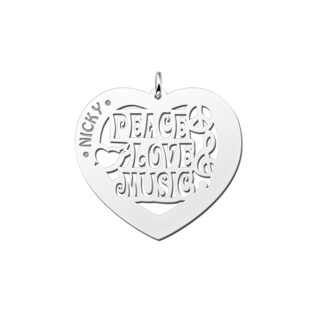 Colgante de plata nombre corazón música 60 Colgante de plata nombre corazón música 60