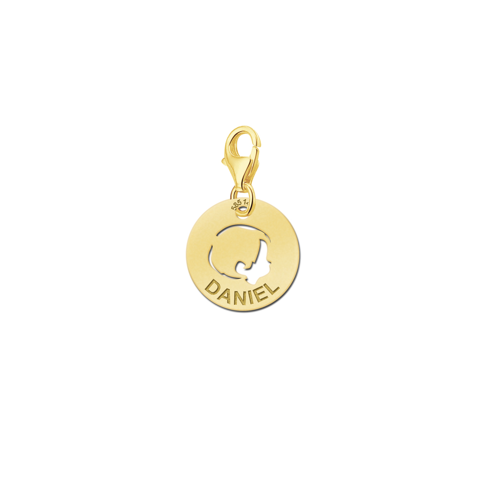 Charm de oro con nombre y carita de bebé niño