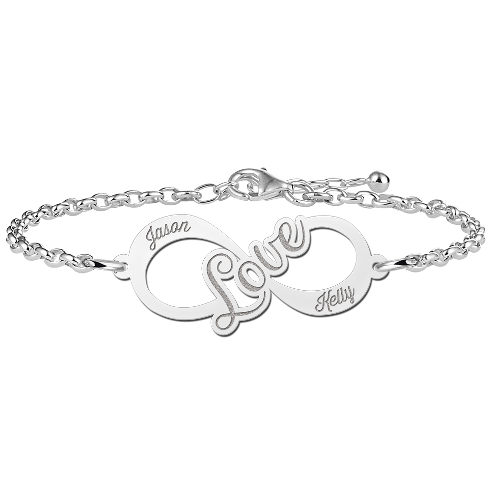 Pulsera infinito 'Love' en plata