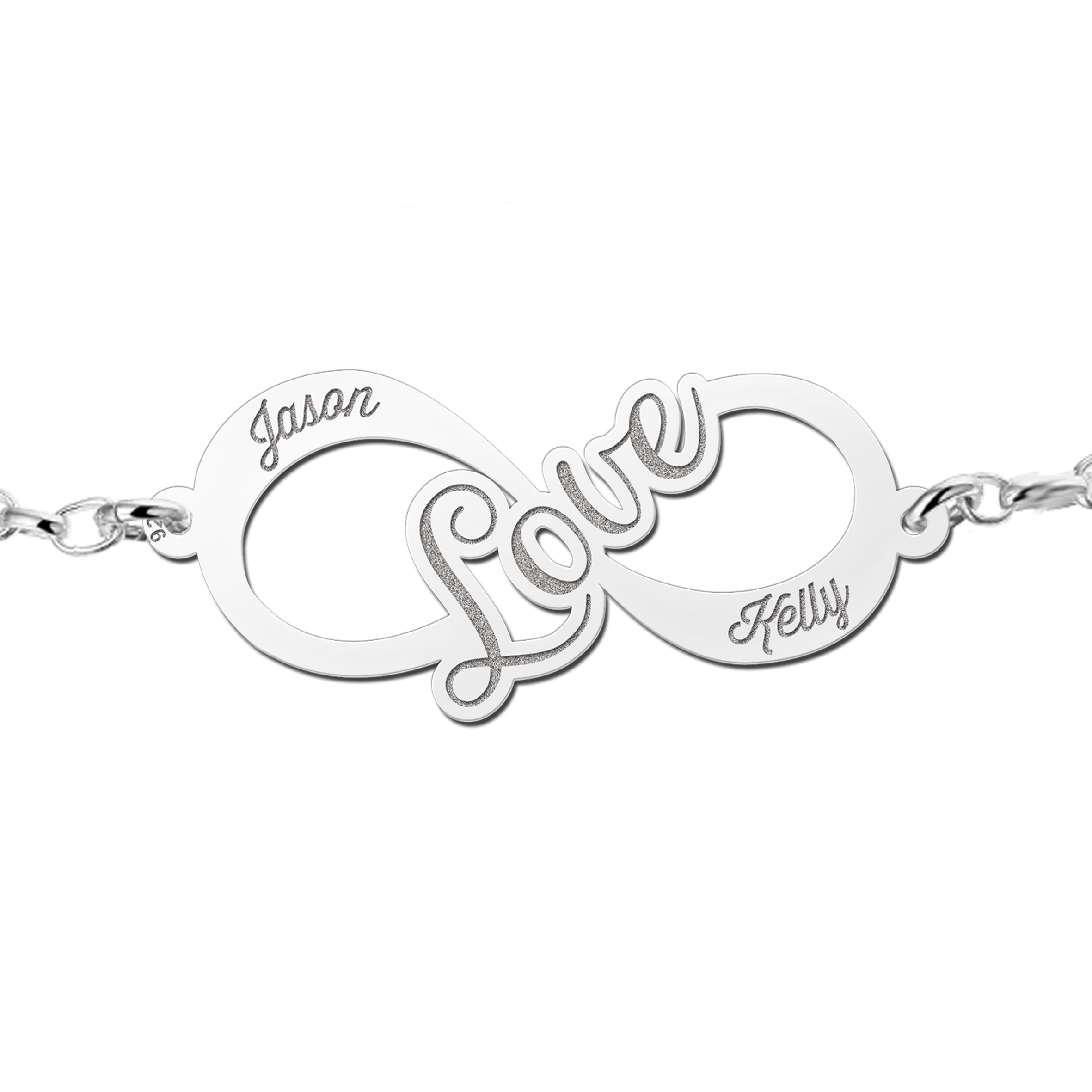 Pulsera infinito 'Love' en plata