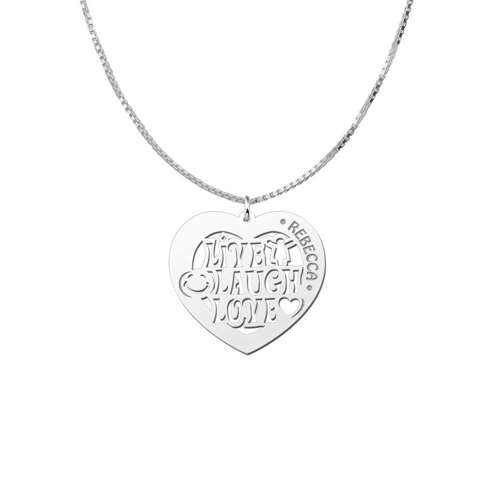 Colgante de plata nombre corazón reír 60