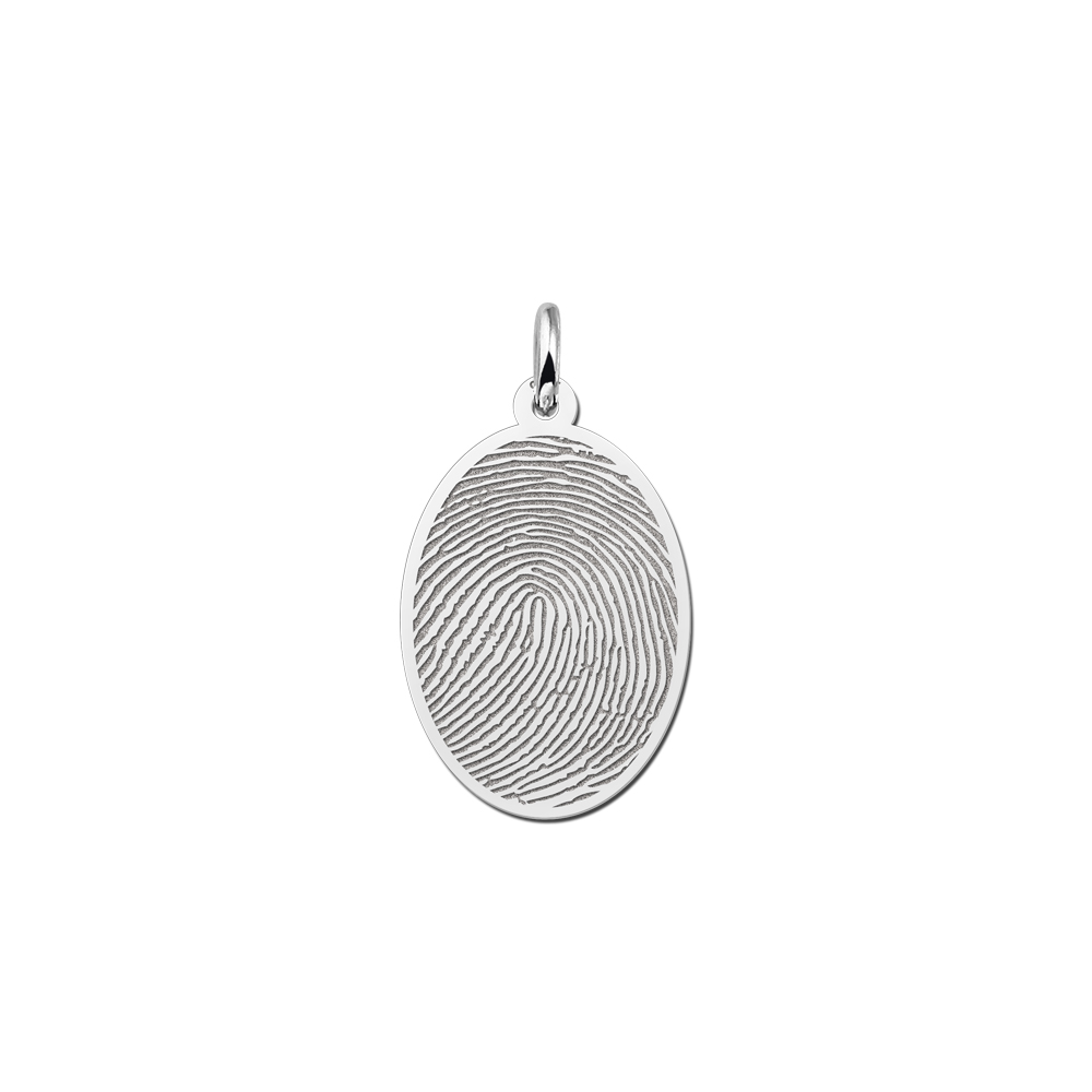 Colgante ovalado de plata con huella dactilar completa Colgante ovalado de plata con huella dactilar completa