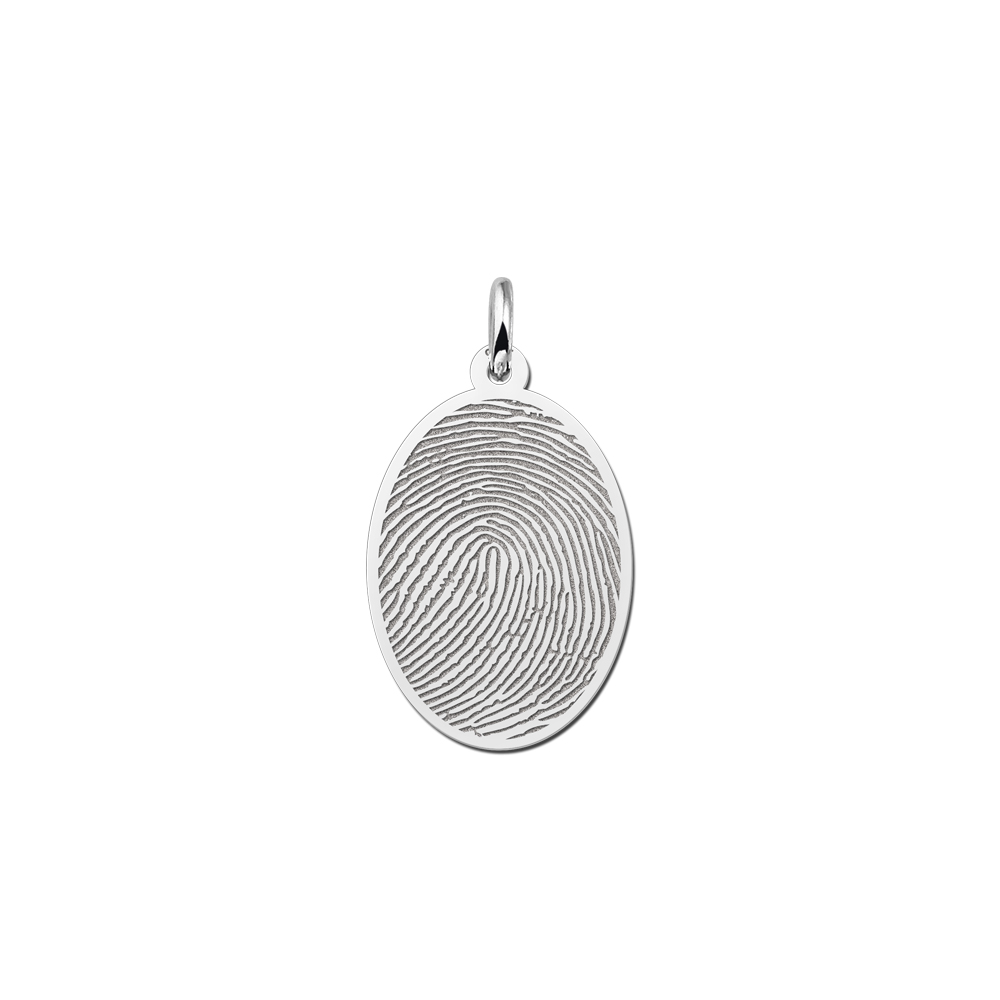 Joyería de plata oval huella dactilar