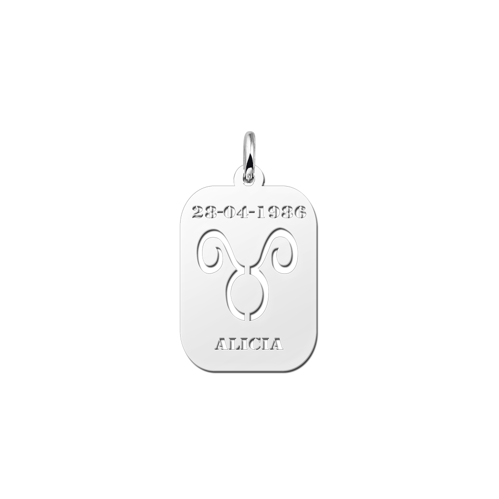 Zodíaco plata rectangular colgante nombre Tauro Zodíaco plata rectangular colgante nombre Tauro