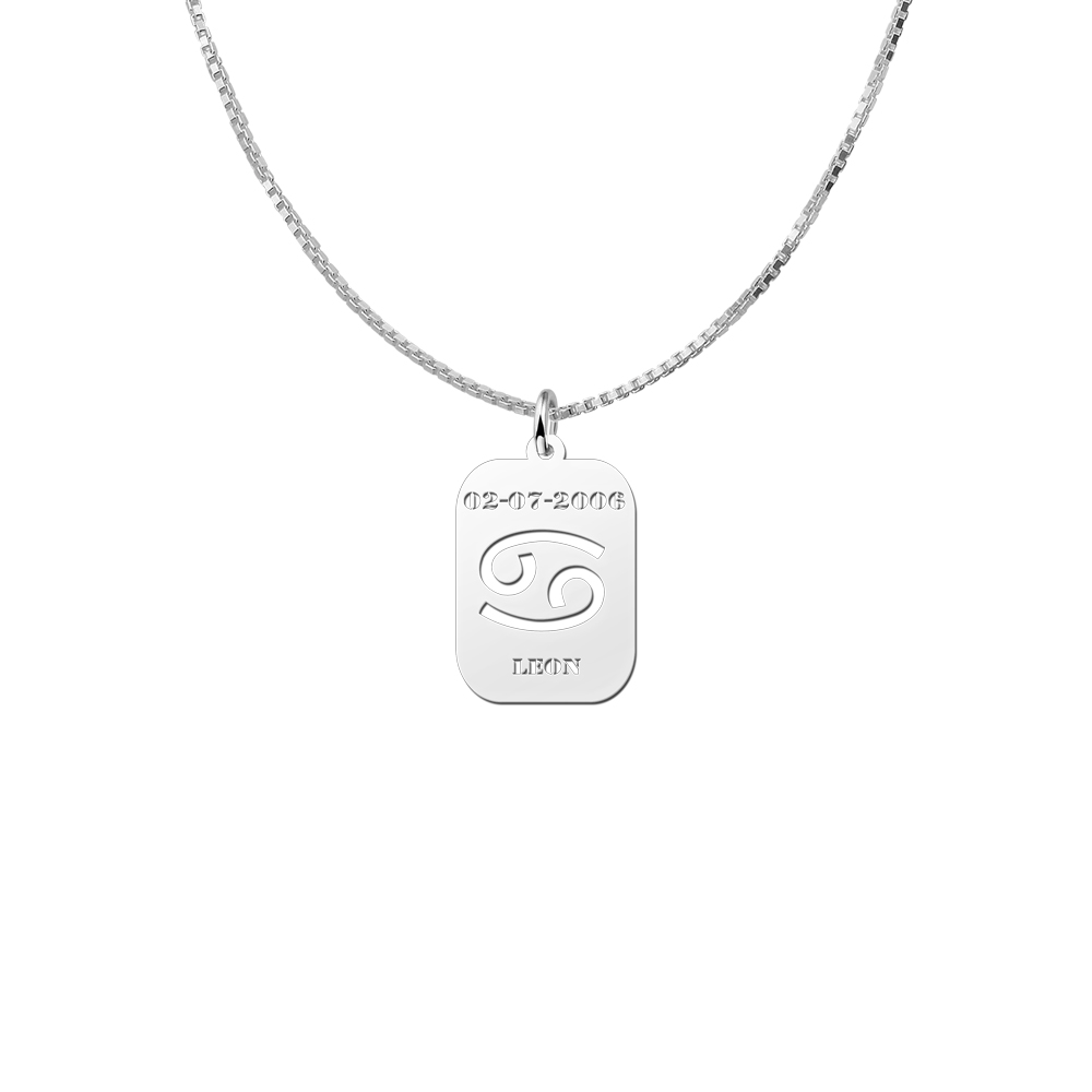 Zodíaco plata rectangular colgante nombre Cáncer