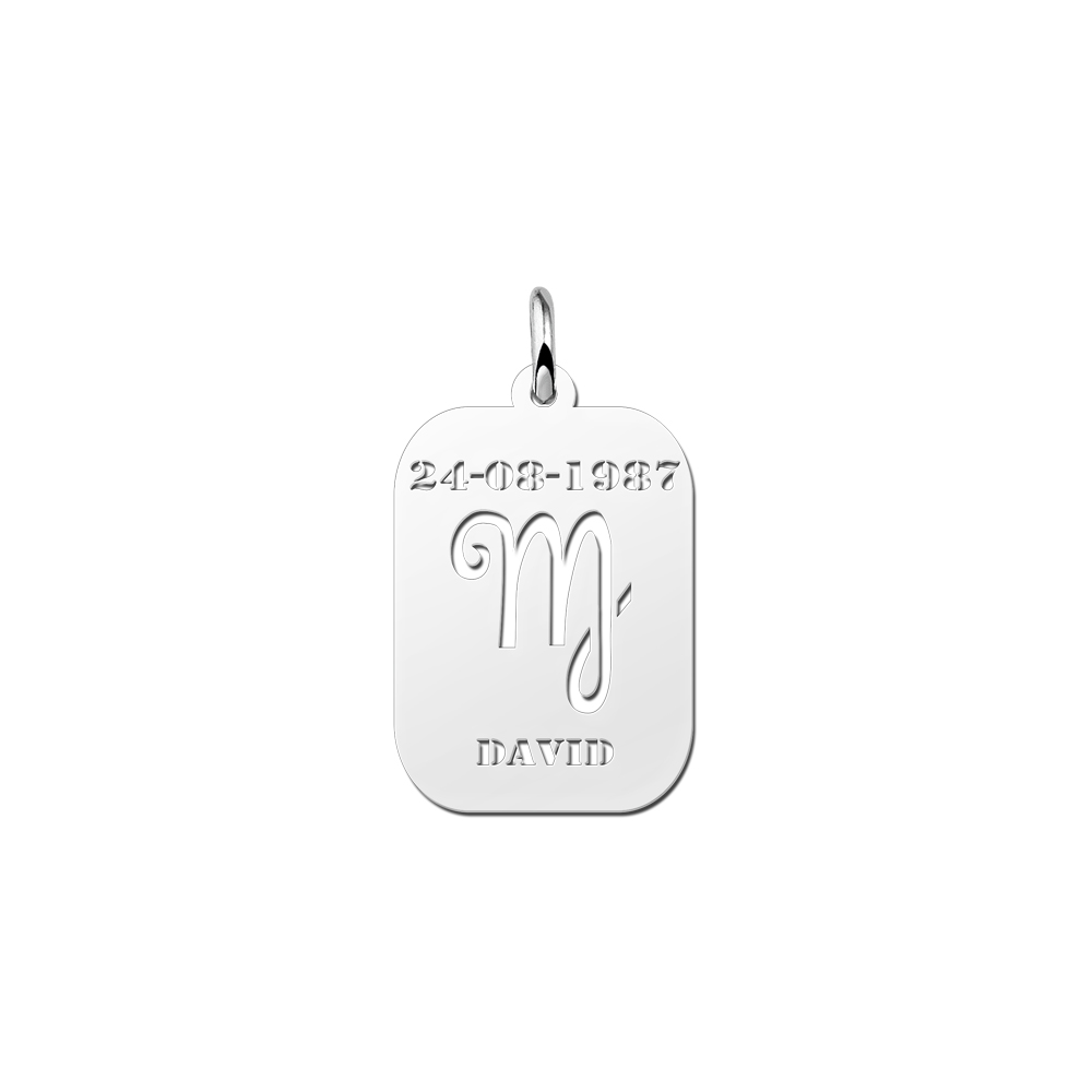 Zodíaco plata rectangular colgante nombre Virgo Zodíaco plata rectangular colgante nombre Virgo