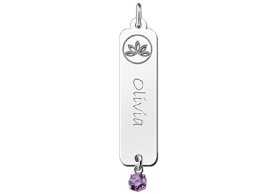 Colgante de nombre Loto zirconia violeta Colgante de nombre Loto zirconia violeta
