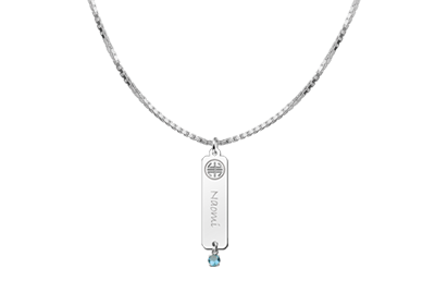Colgante de nombre Shou zirconia azul