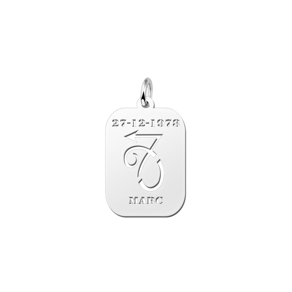 Zodíaco plata rectangular colgante nombre Capricornio Zodíaco plata rectangular colgante nombre Capricornio
