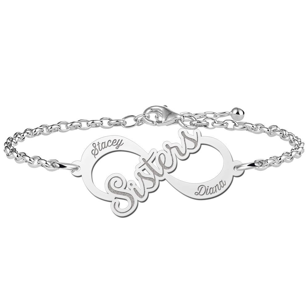 Pulsera infinito 'Sisters' de plata