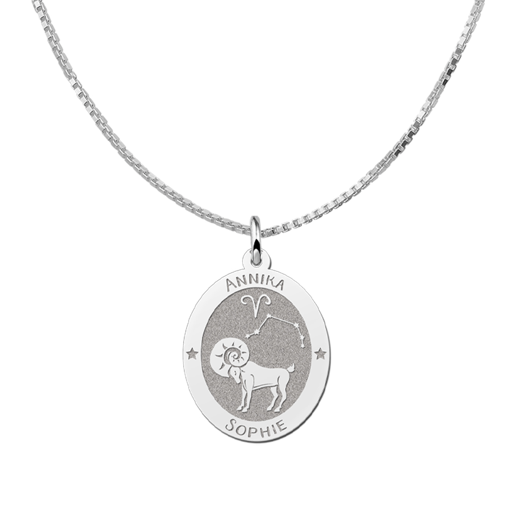 Colgante Ovalado de Plata Signo del Zodiaco Cáncer con Grabado de Nombre