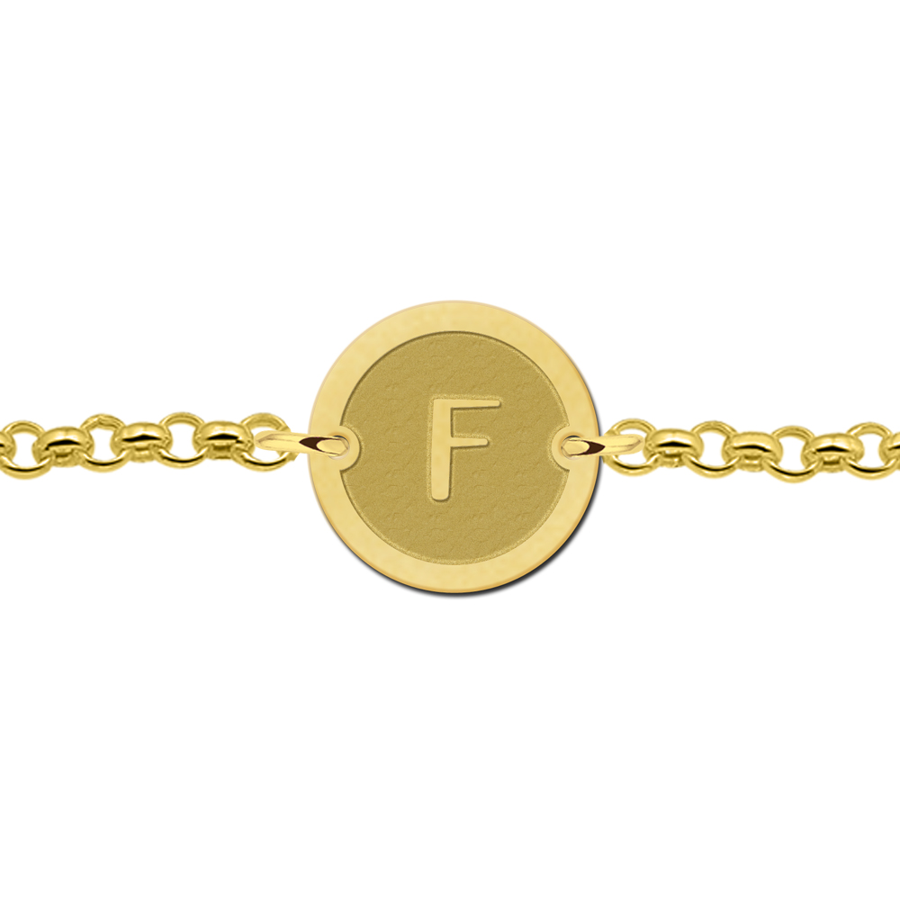 Pulsera Redonda Chapada en Oro con Borde e Inicial