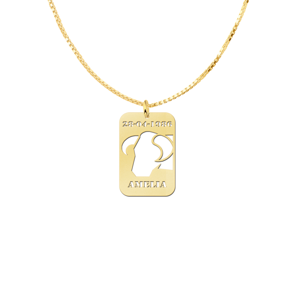 Colgante Chapado en Oro Signo Tauro con Nombre y Fecha
