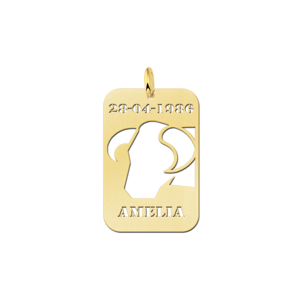 Colgante Chapado en Oro Signo Tauro con Nombre y Fecha